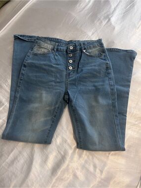 Women’s Blue High-Rise Button-Fly Jeans